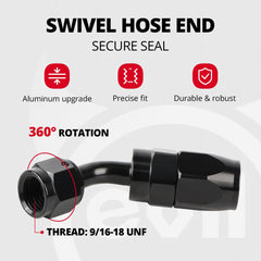 EVIL ENERGY 6AN swivel hose end for flexible installations.