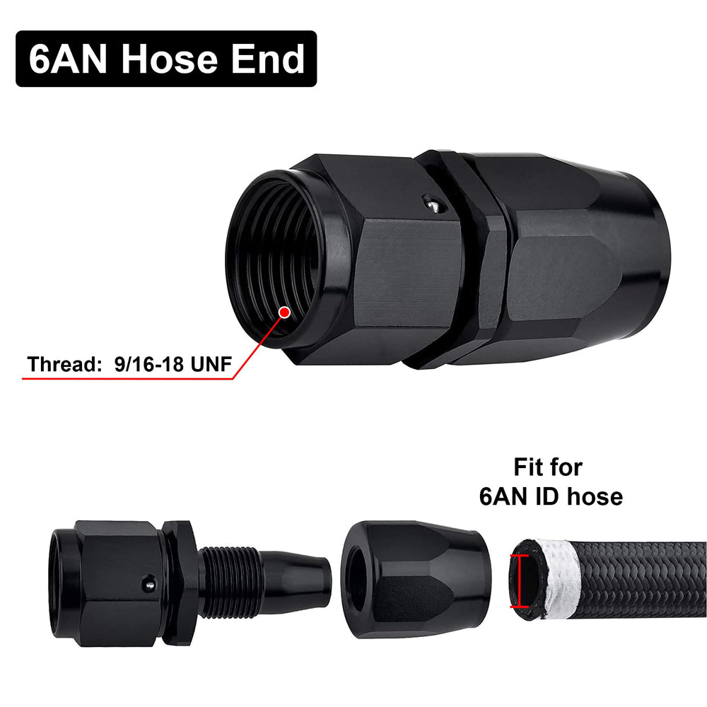 EVIL ENERGY 6AN hose end 45-degree fitting enables tighter routing.