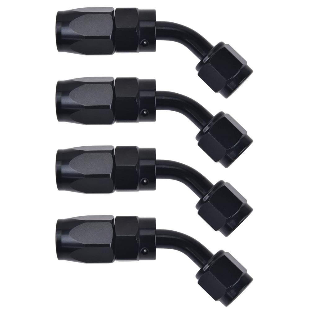 EVIL ENERGY 6AN 45-degree swivel hose-end fitting in black for quick braided hose connections.