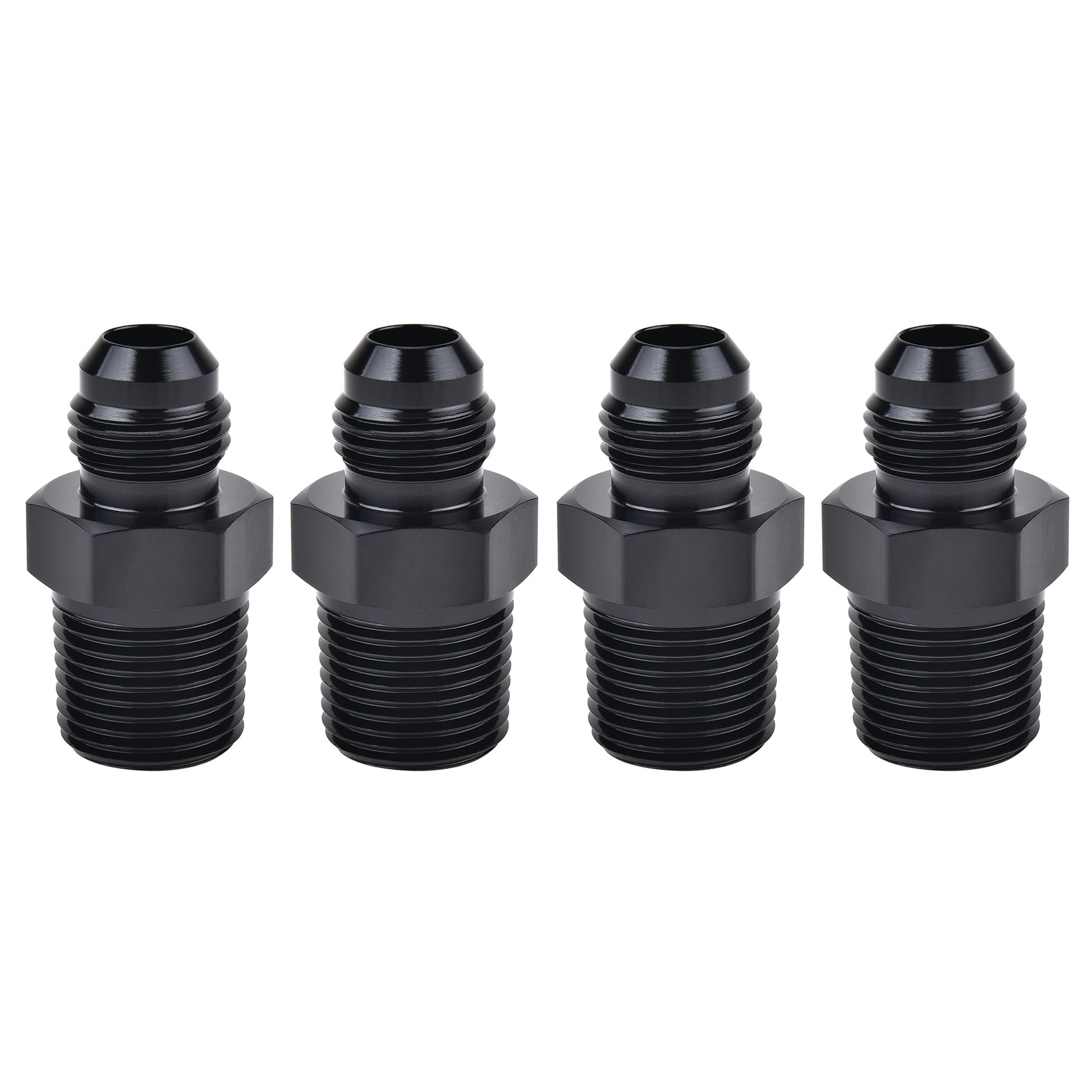 EVIL ENERGY 6AN flare to 3/8 NPT adapter, straight aluminum, secure fuel line connections.
