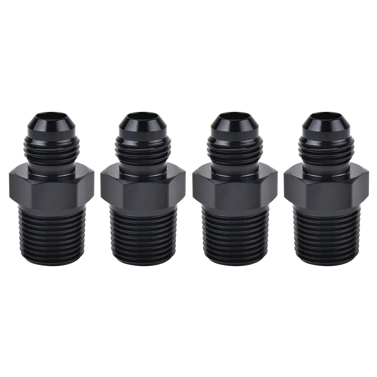EVIL ENERGY 6AN flare to 3/8 NPT adapter, straight aluminum, secure fuel line connections.