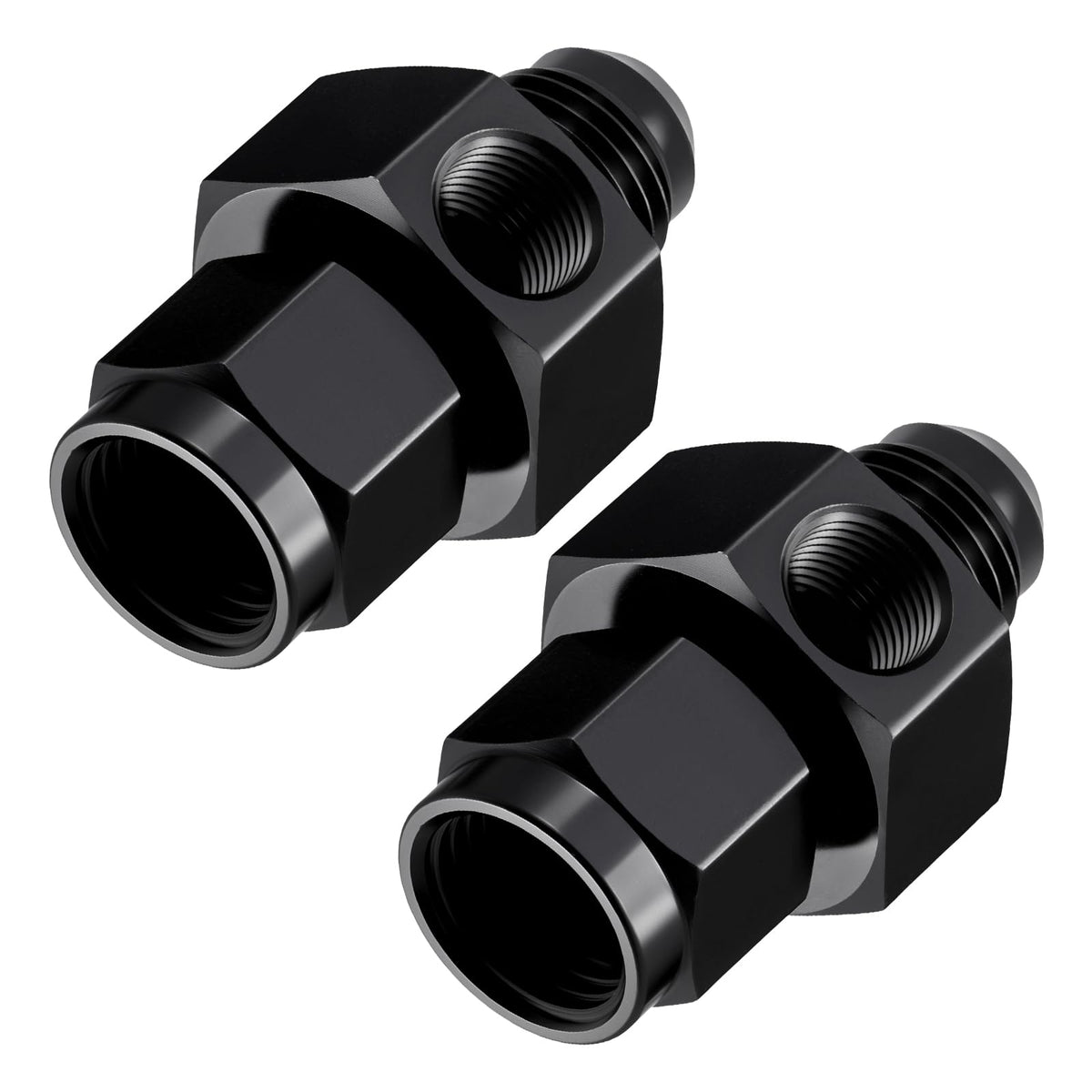 EVIL ENERGY 6AN male flare to -6 female swivel with gauge port for easy monitoring