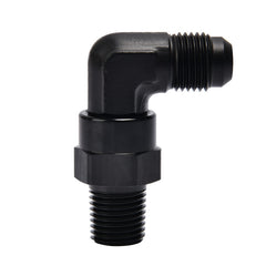 EVIL ENERGY 6AN to 1/4 NPT 90° swivel fitting front view for flexible fuel line routing