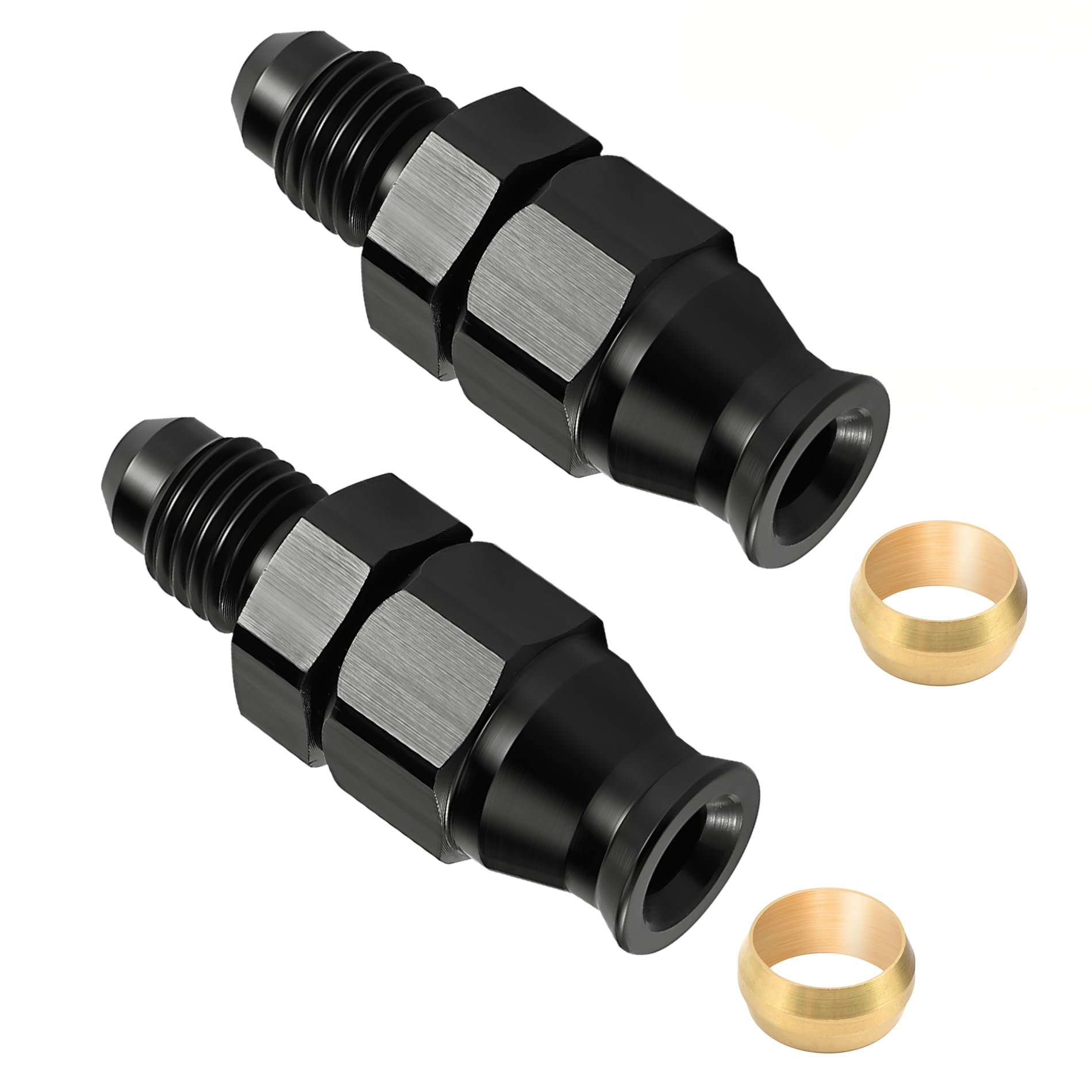 EVIL ENERGY 6AN to 3/8 hardline adapter in pack for easy fuel system upgrades.