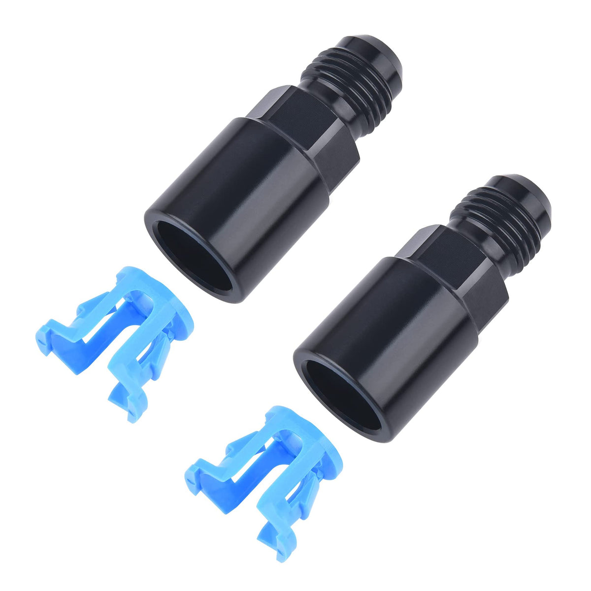 EVIL ENERGY 6AN to 3/8in SAE EFI fitting closeup with secure seal.