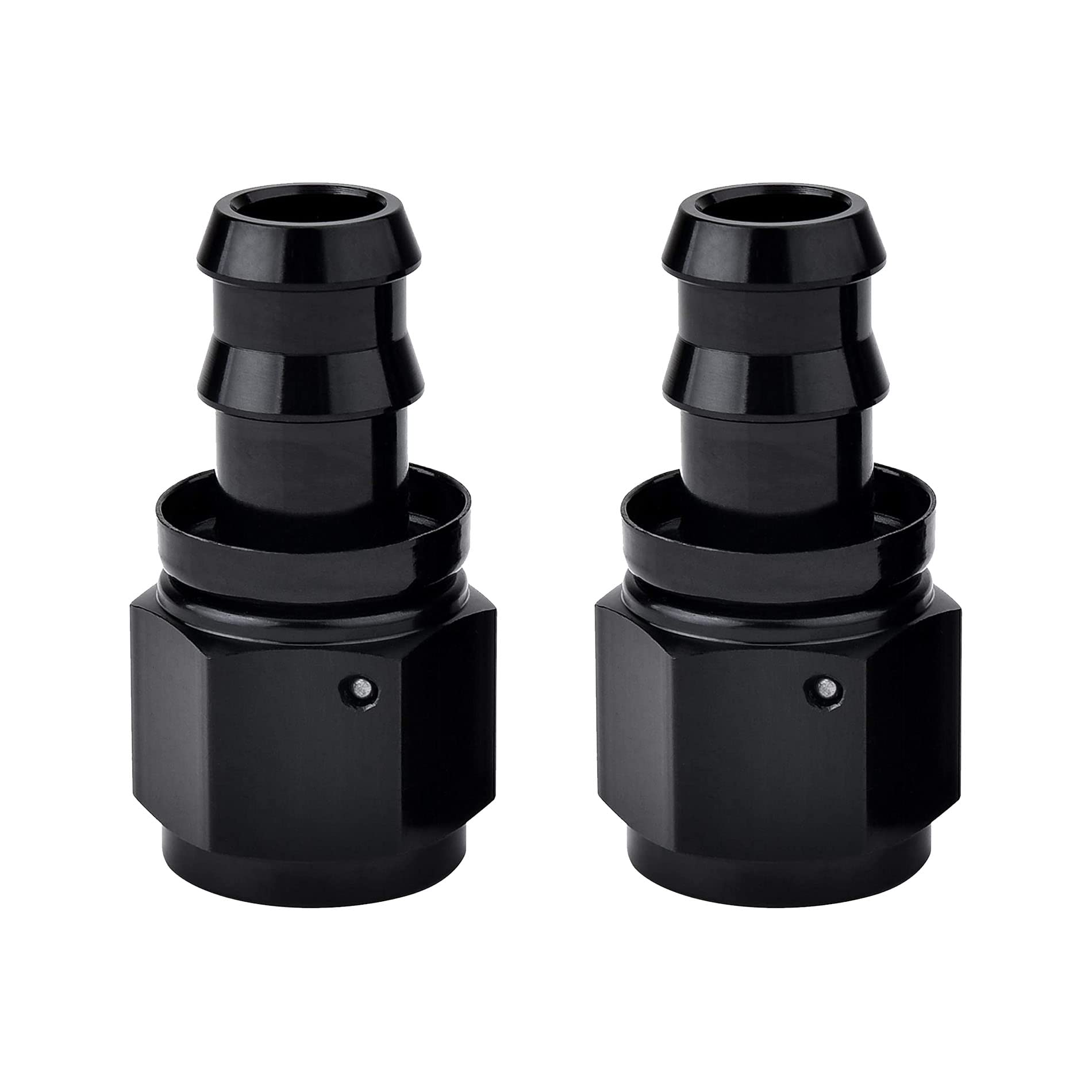 EVIL ENERGY 6AN straight push-lock end with black finish for rubber fuel lines, 2 pieces.