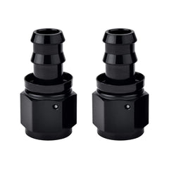 EVIL ENERGY 6AN straight push-lock end with black finish for rubber fuel lines, 2 pieces.