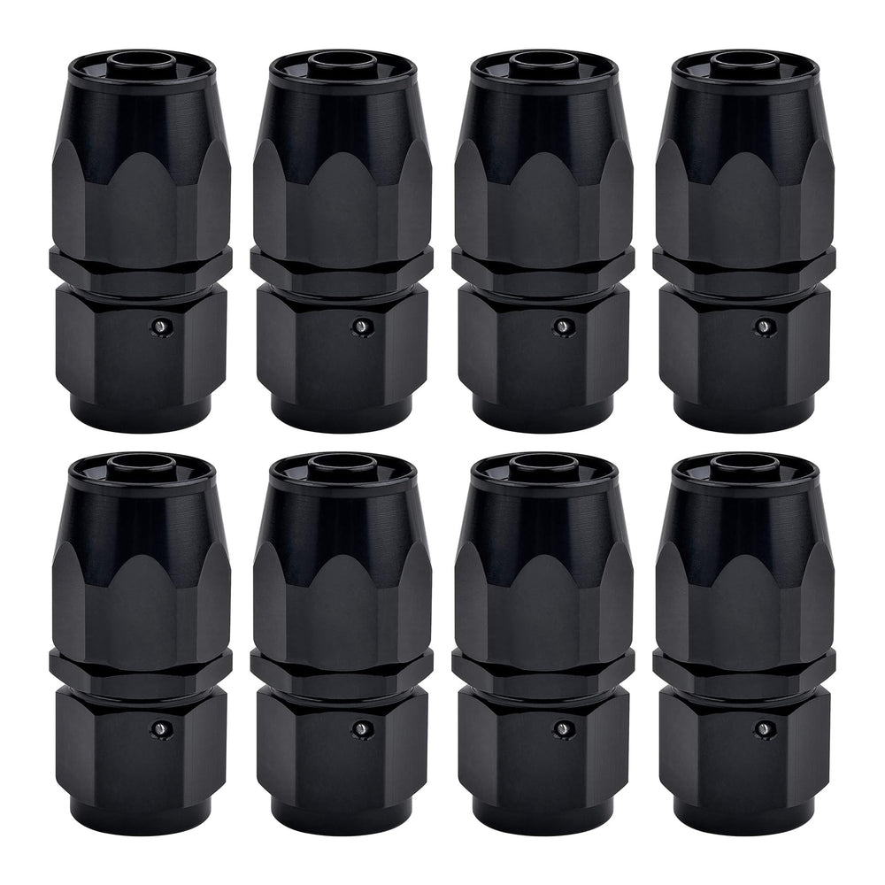EVIL ENERGY 6AN straight swivel hose end in black, ready for easy alignment