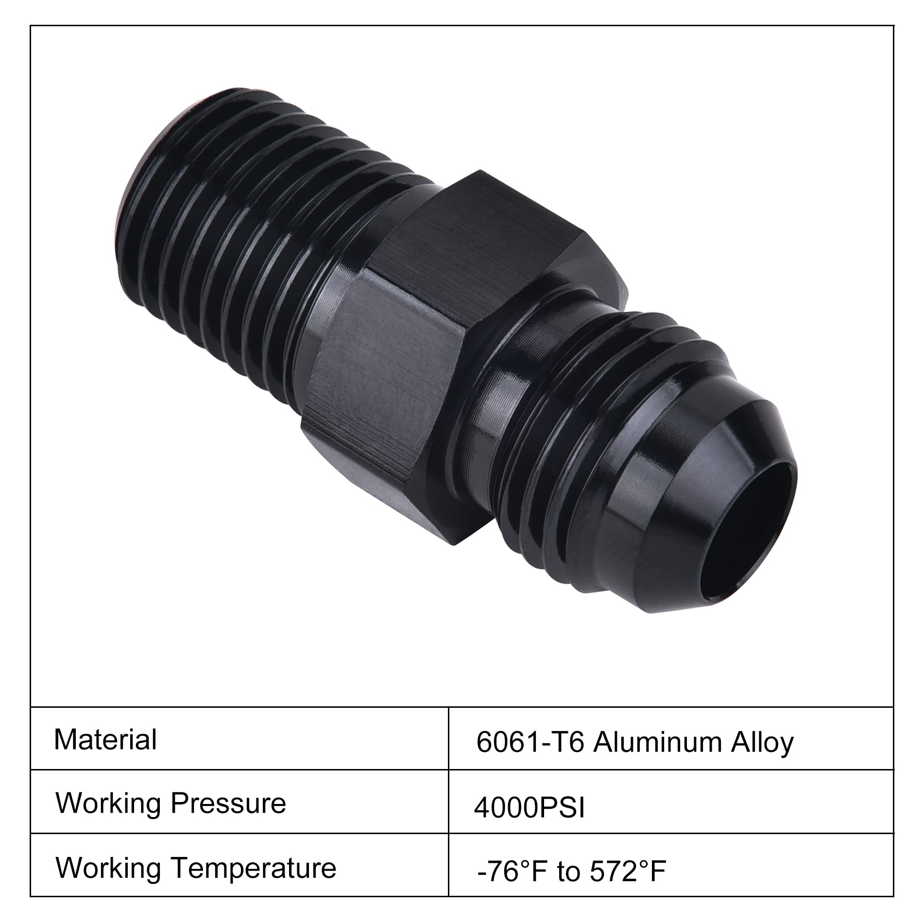 EVIL ENERGY 6AN to 1/4in NPT adapter threaded end detail demonstrates reliable NPT threads.