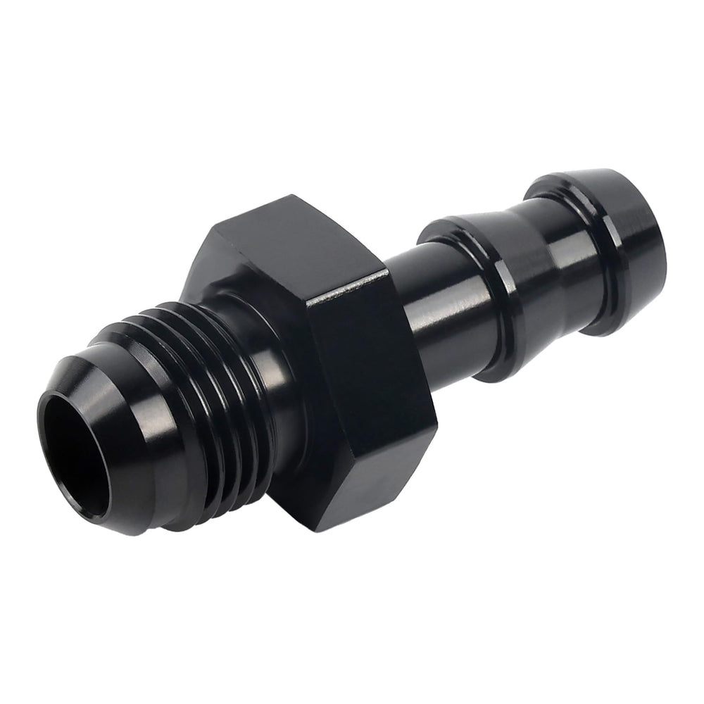 EVIL ENERGY 6AN to 3/8 barb push-on adapter – aluminum assembly for reliable hose fit.