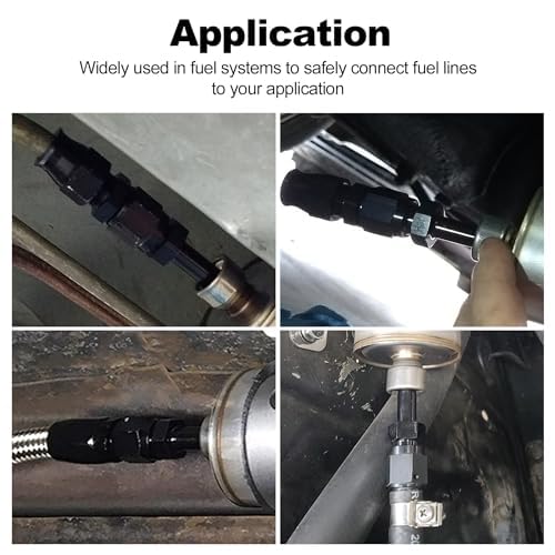 EVIL ENERGY 6AN to 3/8 barb push-on adapter – in-use with rubber hose for secure seal.