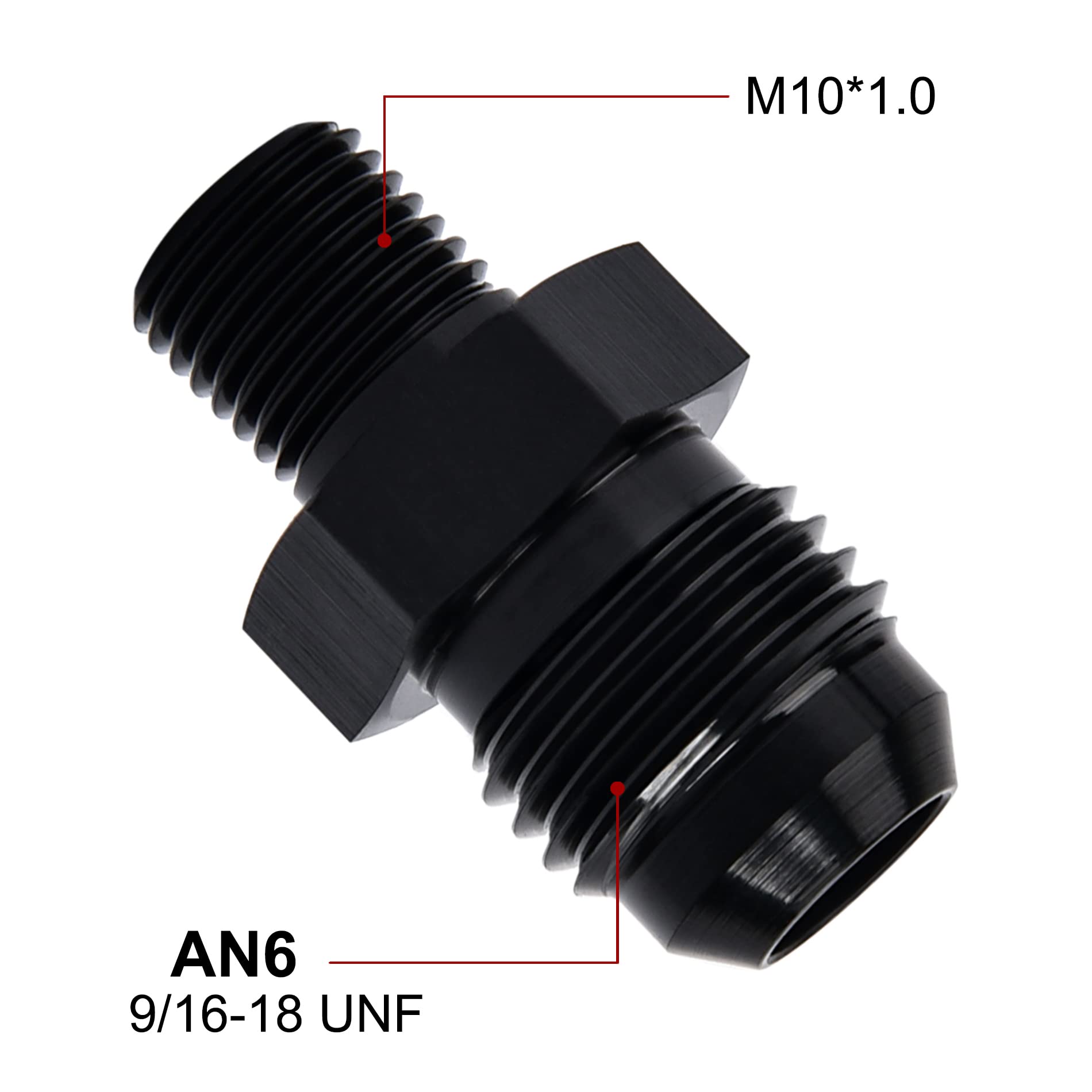 EVIL ENERGY 6AN to M10 adapter side view highlighting compact aluminum design.