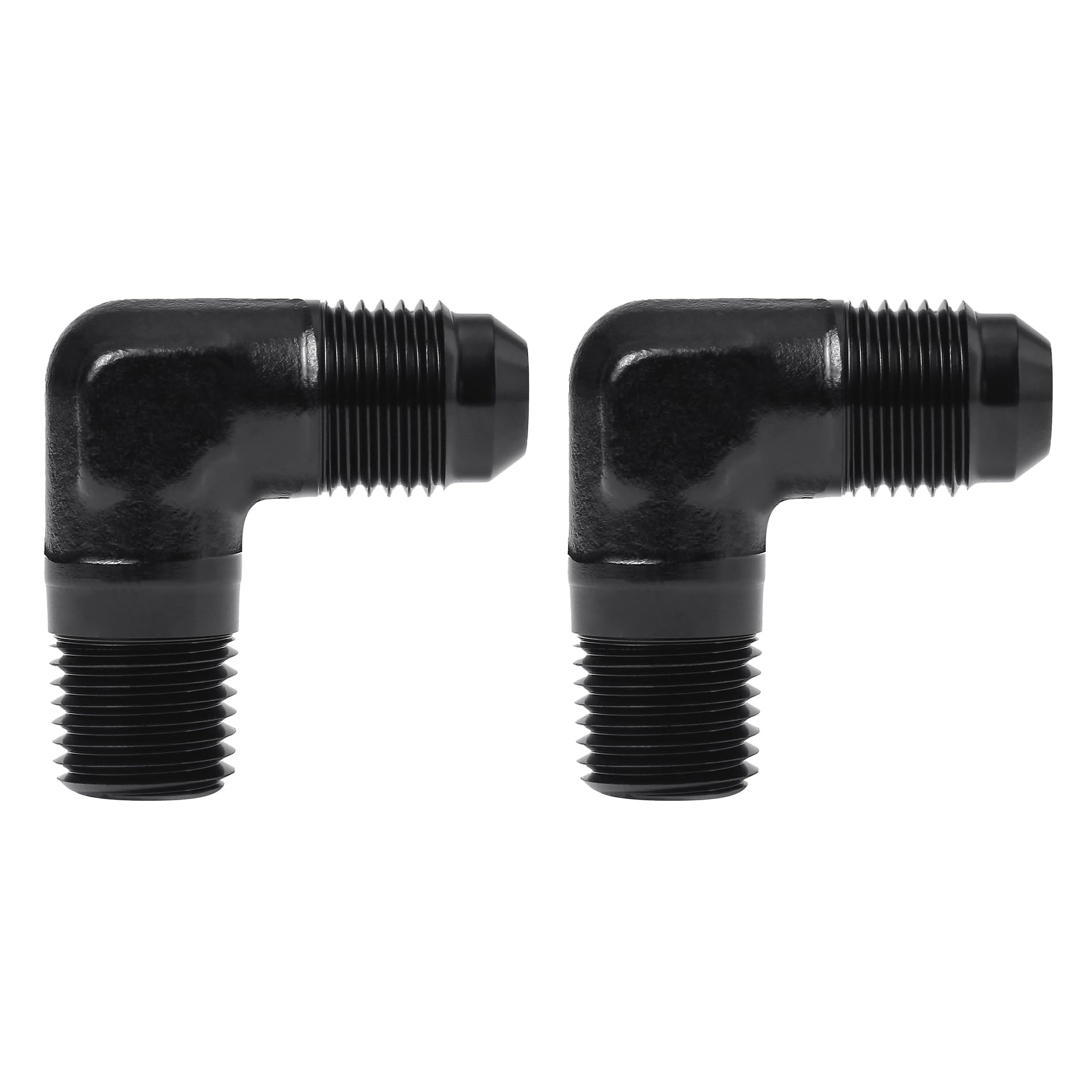 EVIL ENERGY 6AN to 1/4NPT 90-degree fitting in aluminum with black finish for durable connections