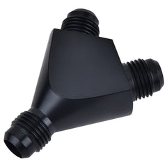 EVIL ENERGY 6AN Y-block flare fitting close-up shows rugged aluminum build for reliability.