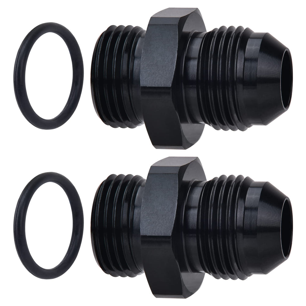 EVIL ENERGY 8AN flare to 8AN ORB male adapter black for secure fuel rail connections.