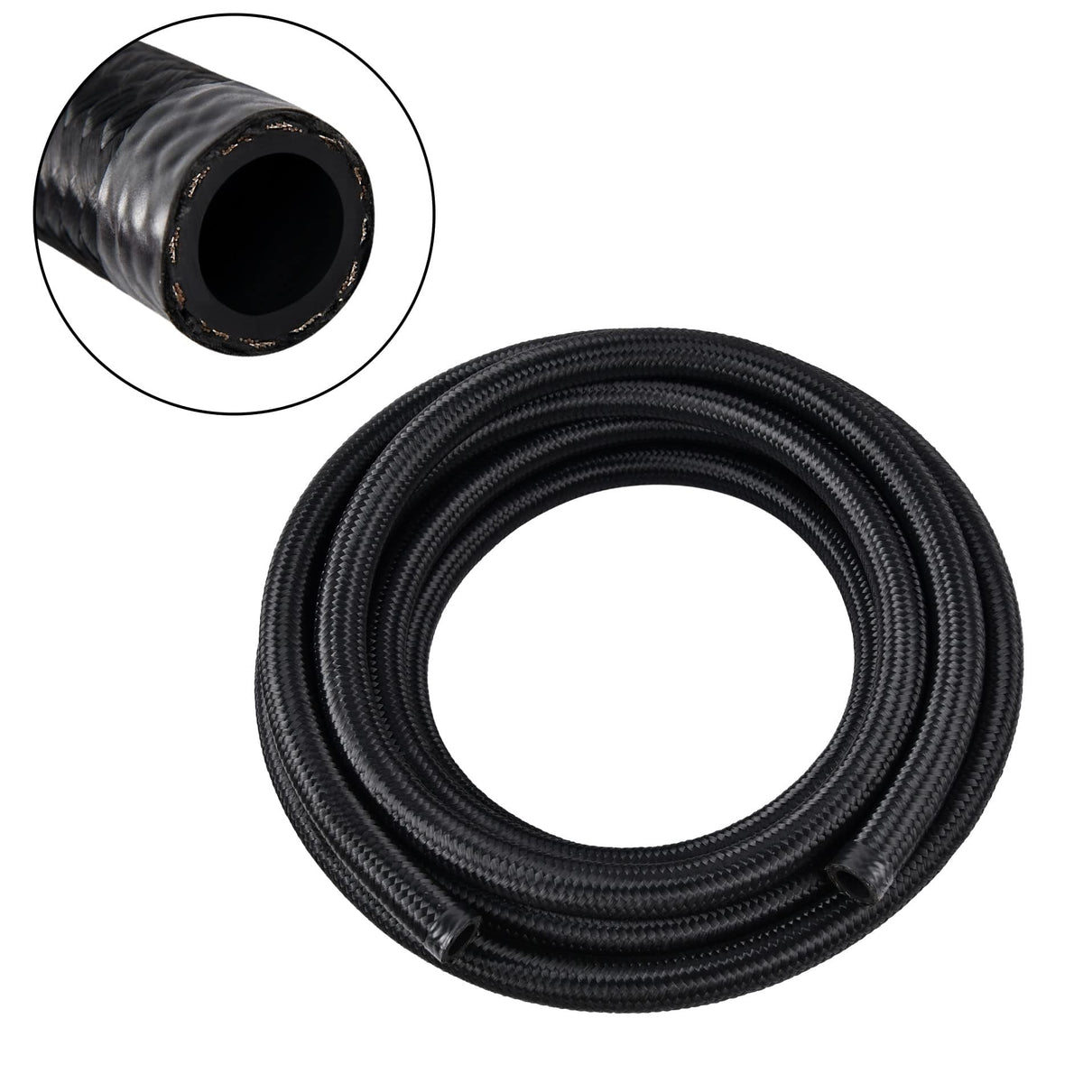 EVIL ENERGY 8AN braided fuel line in black, ready for high-pressure fuel routing