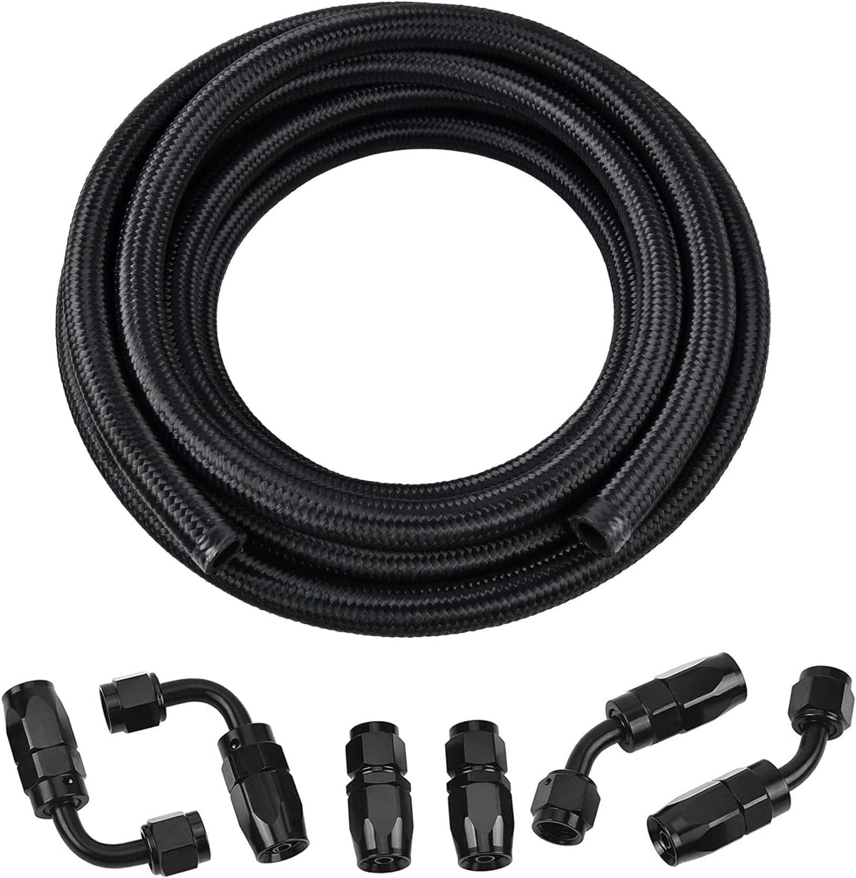 EVIL ENERGY 8AN fuel line kit 10ft black braided side view for durable routing
