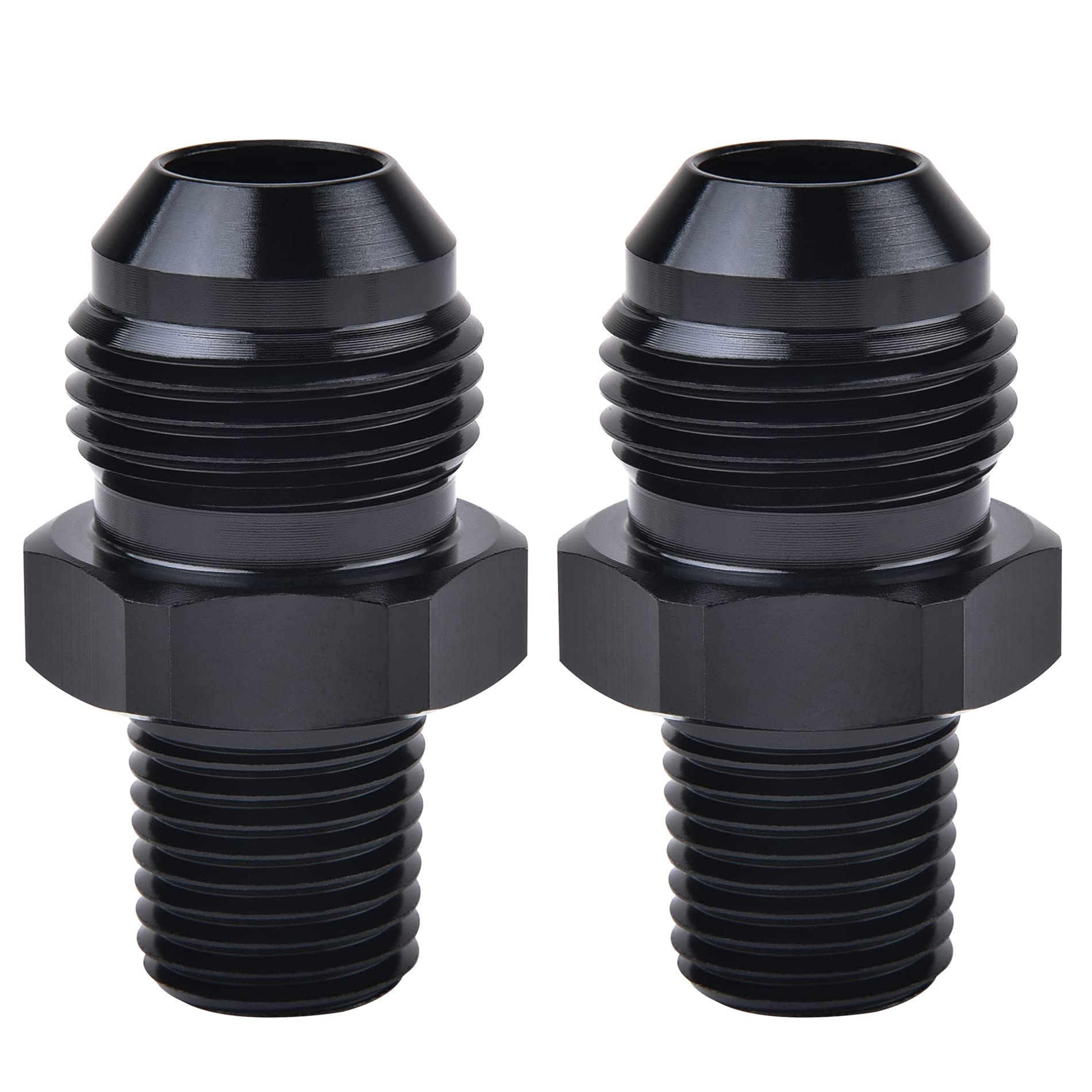 EVIL ENERGY 8AN to 1/4-in NPT adapter, straight black finish for fuel system connections
