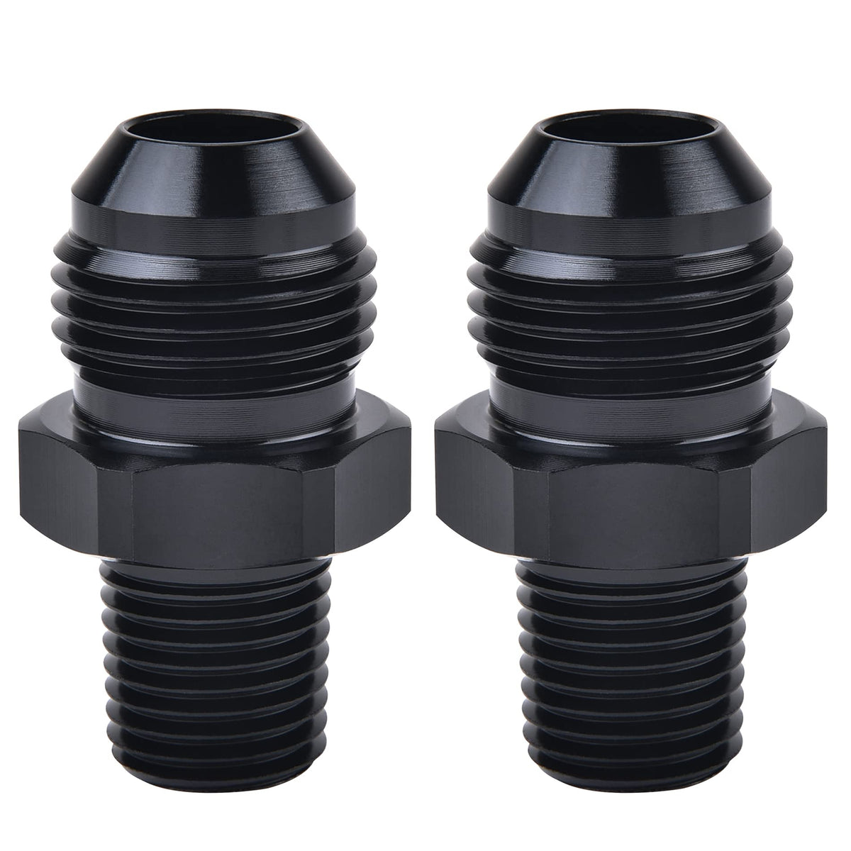 EVIL ENERGY 8AN to 1/4-in NPT adapter, straight black finish for fuel system connections
