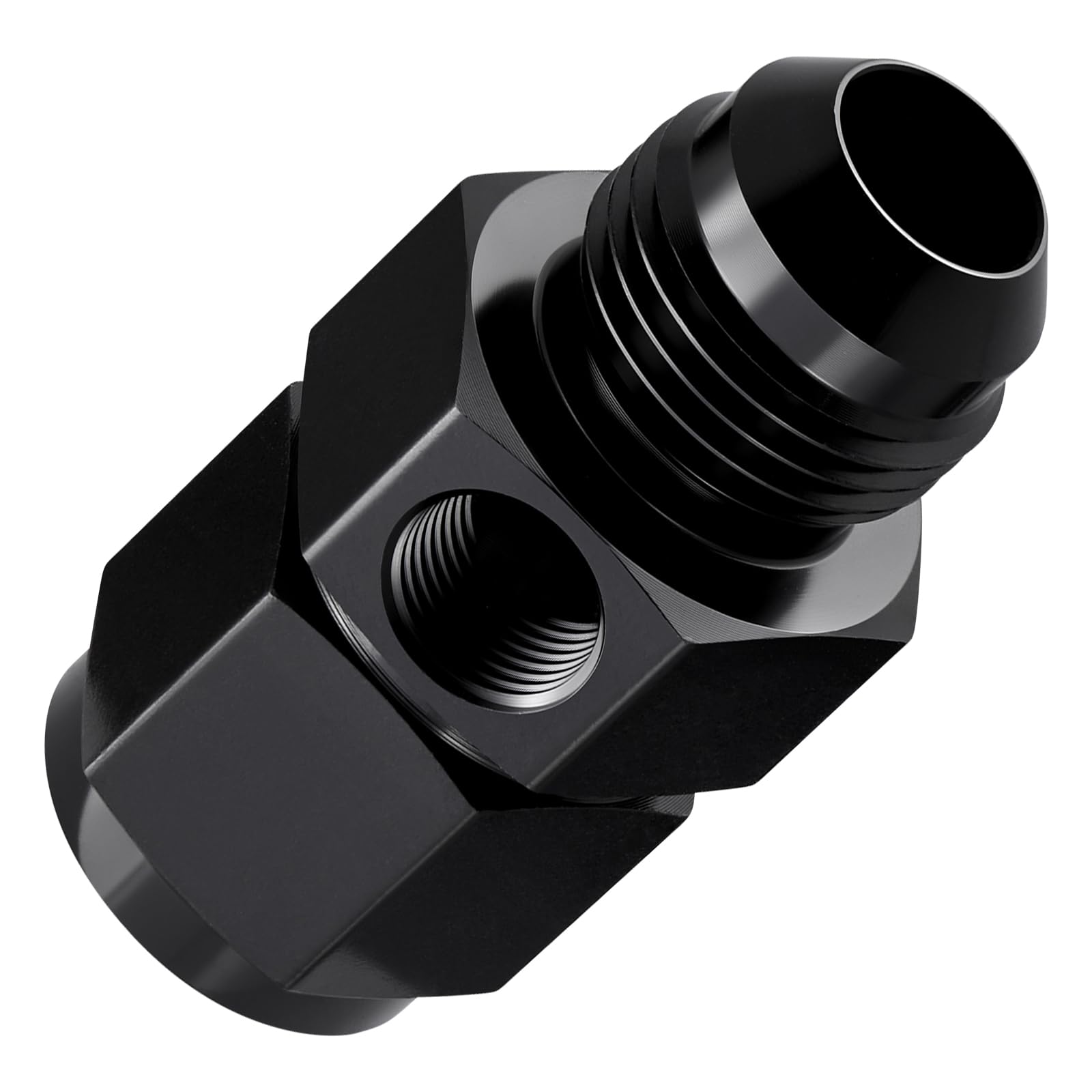 EVIL ENERGY 8AN take-off with swivel and 1/8 in NPT gauge port for monitoring.
