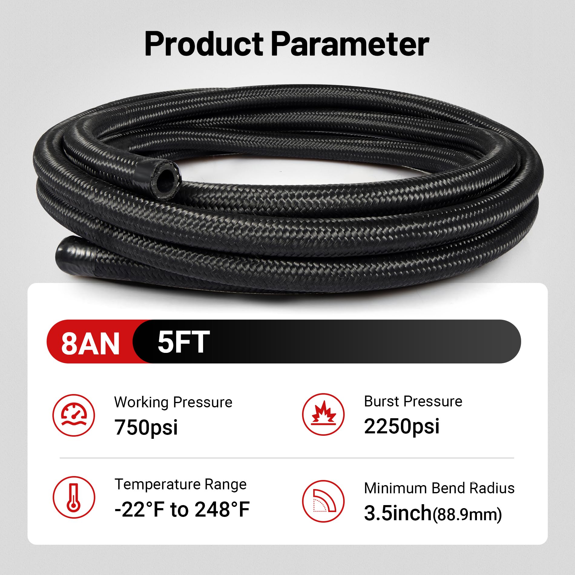 EVIL ENERGY 8AN nylon outer braid shown for engine bay protection