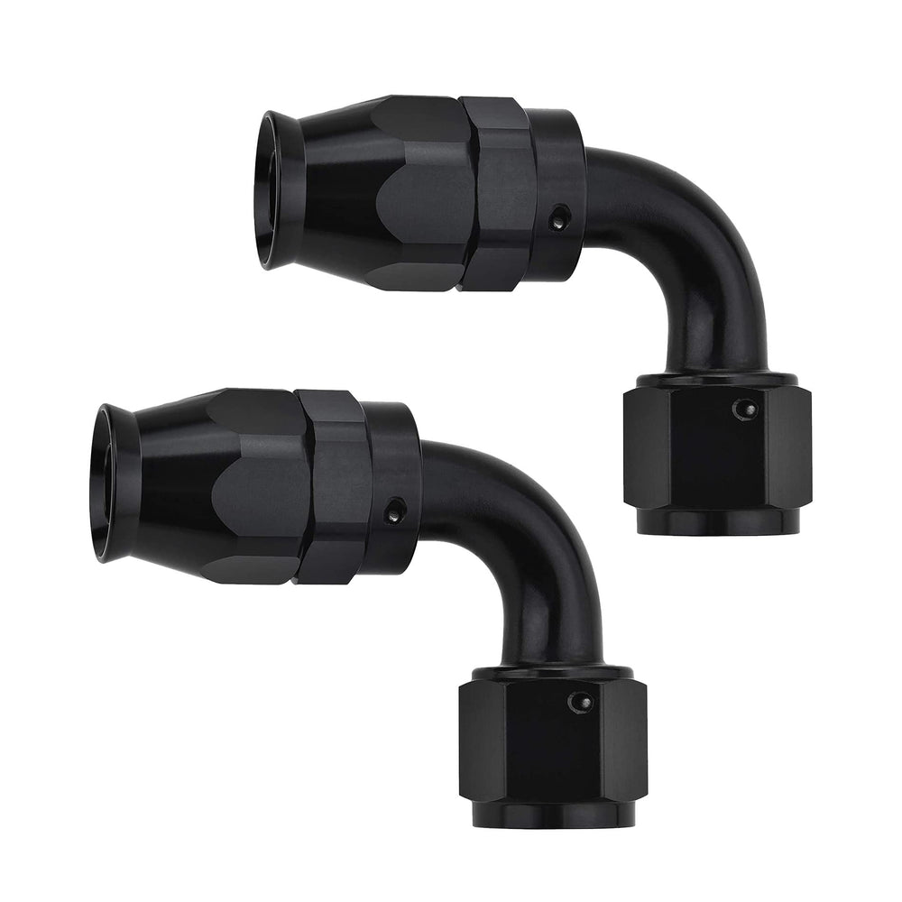 EVIL ENERGY 8AN PTFE hose end 90-degree black two-pack for performance upgrades.