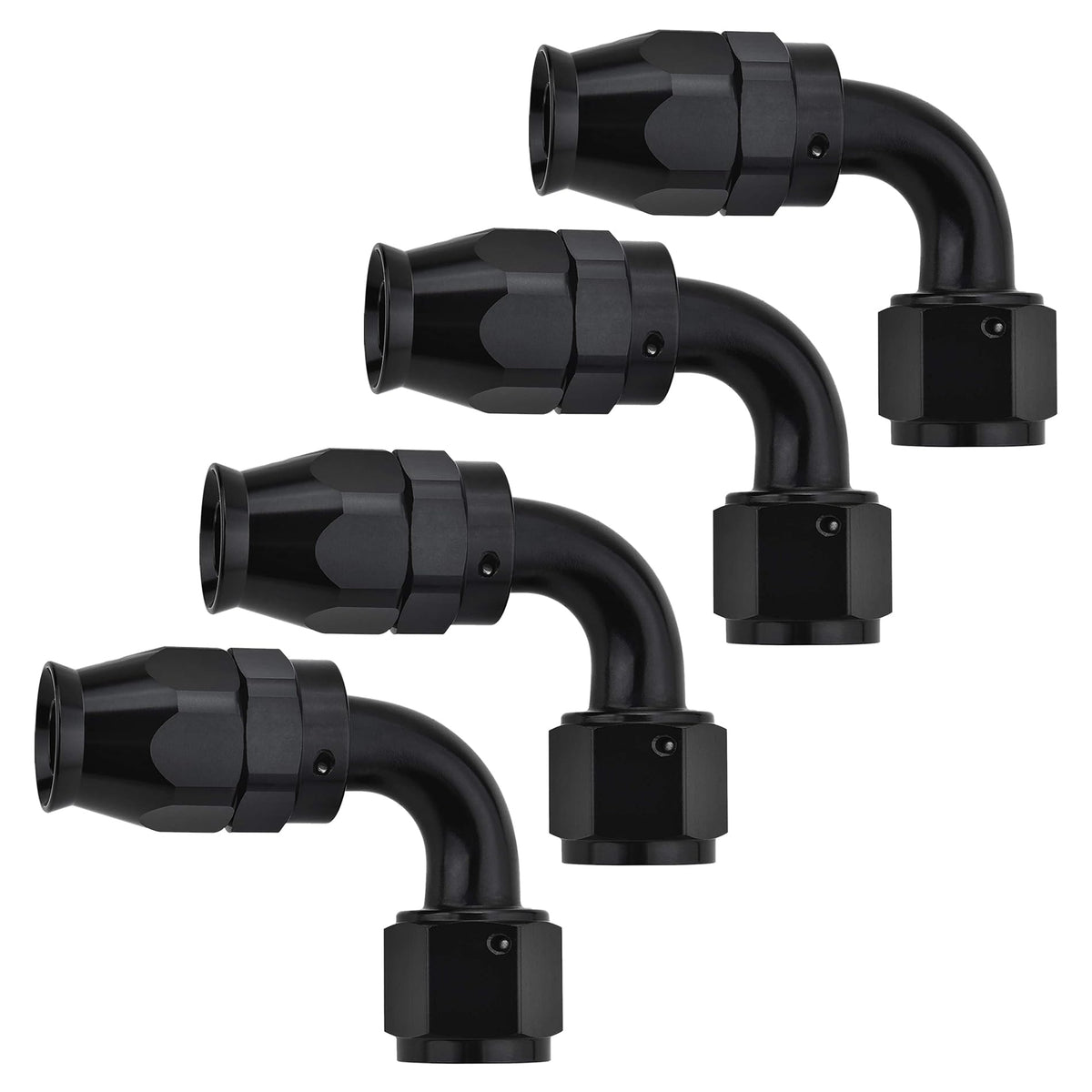 EVIL ENERGY 8AN PTFE hose end 90° black, front view for secure high-pressure connection