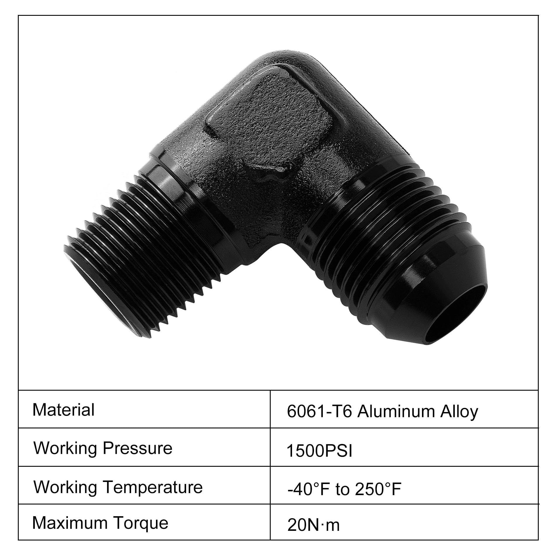 EVIL ENERGY 8AN to 38NPT male 90-degree aluminum adapter with durable corrosion-resistant finish