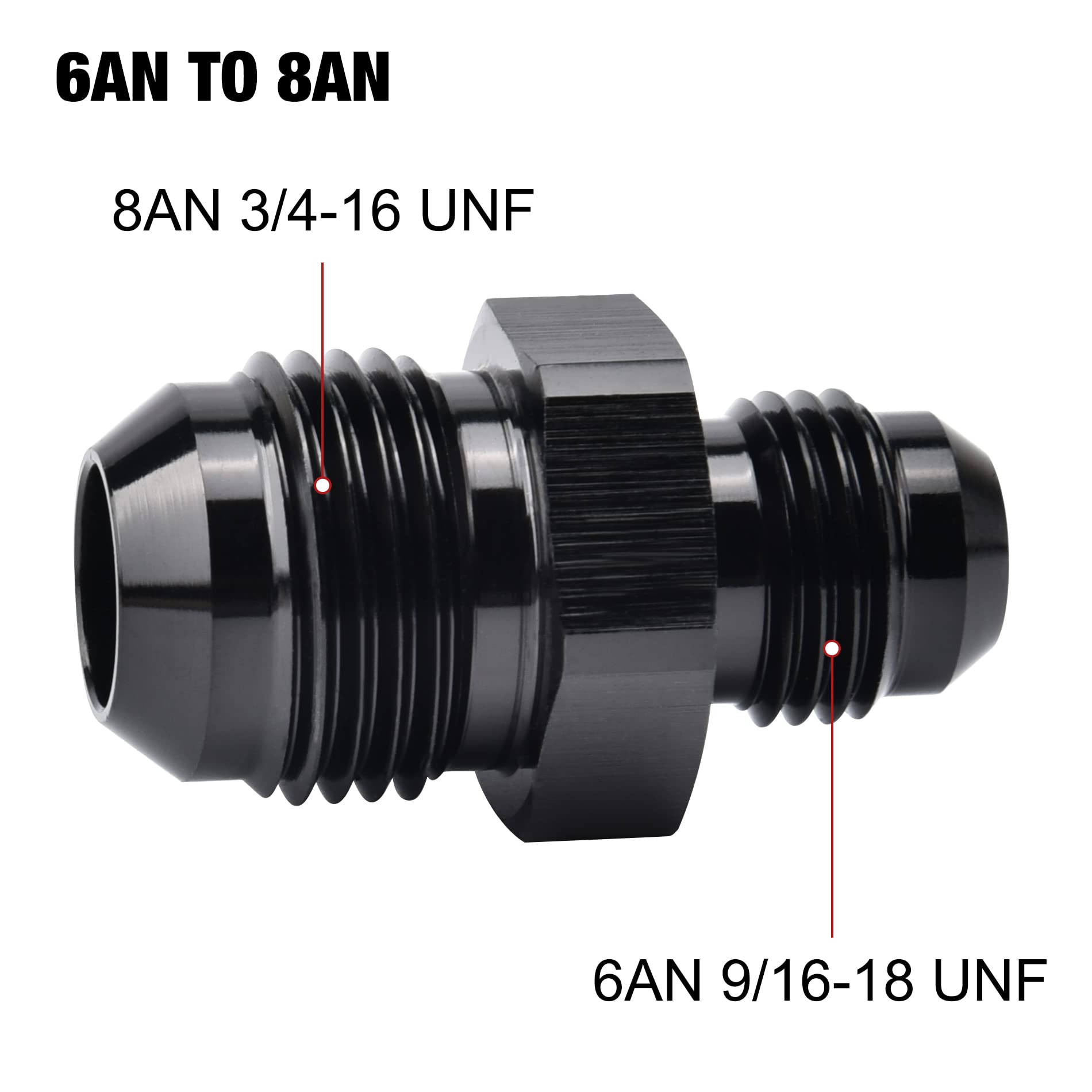 EVIL ENERGY straight flare reducer with 8AN to 6AN threads for reliable fuel lines