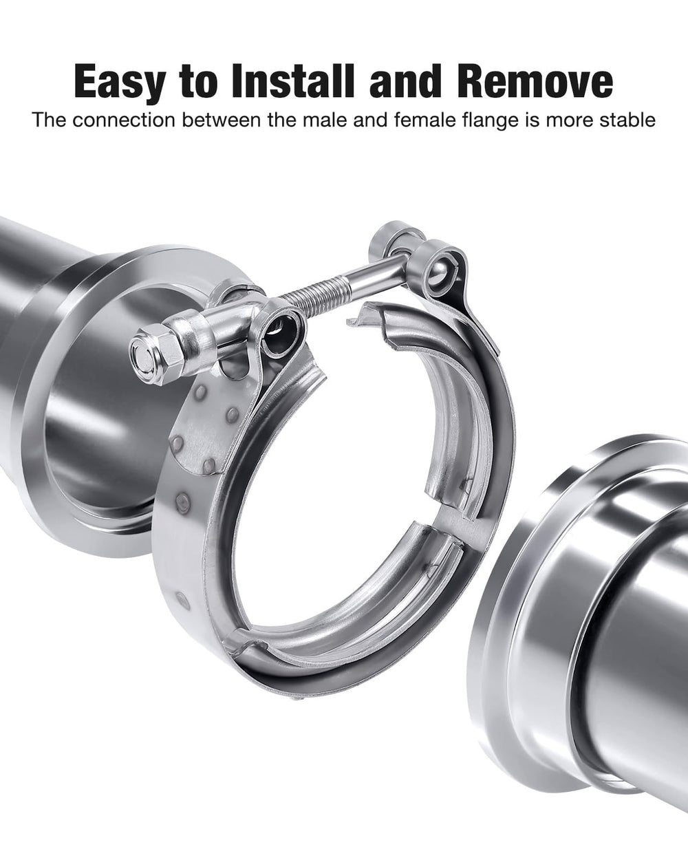 EVIL ENERGY V-band flanges aligned inside the clamp for precise installation