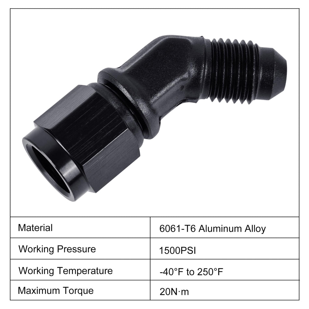 EVIL ENERGY aluminium 6061-T6 flare adapter in black for high-pressure lines.