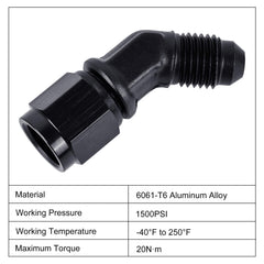 EVIL ENERGY aluminium 6061-T6 flare adapter in black for high-pressure lines.