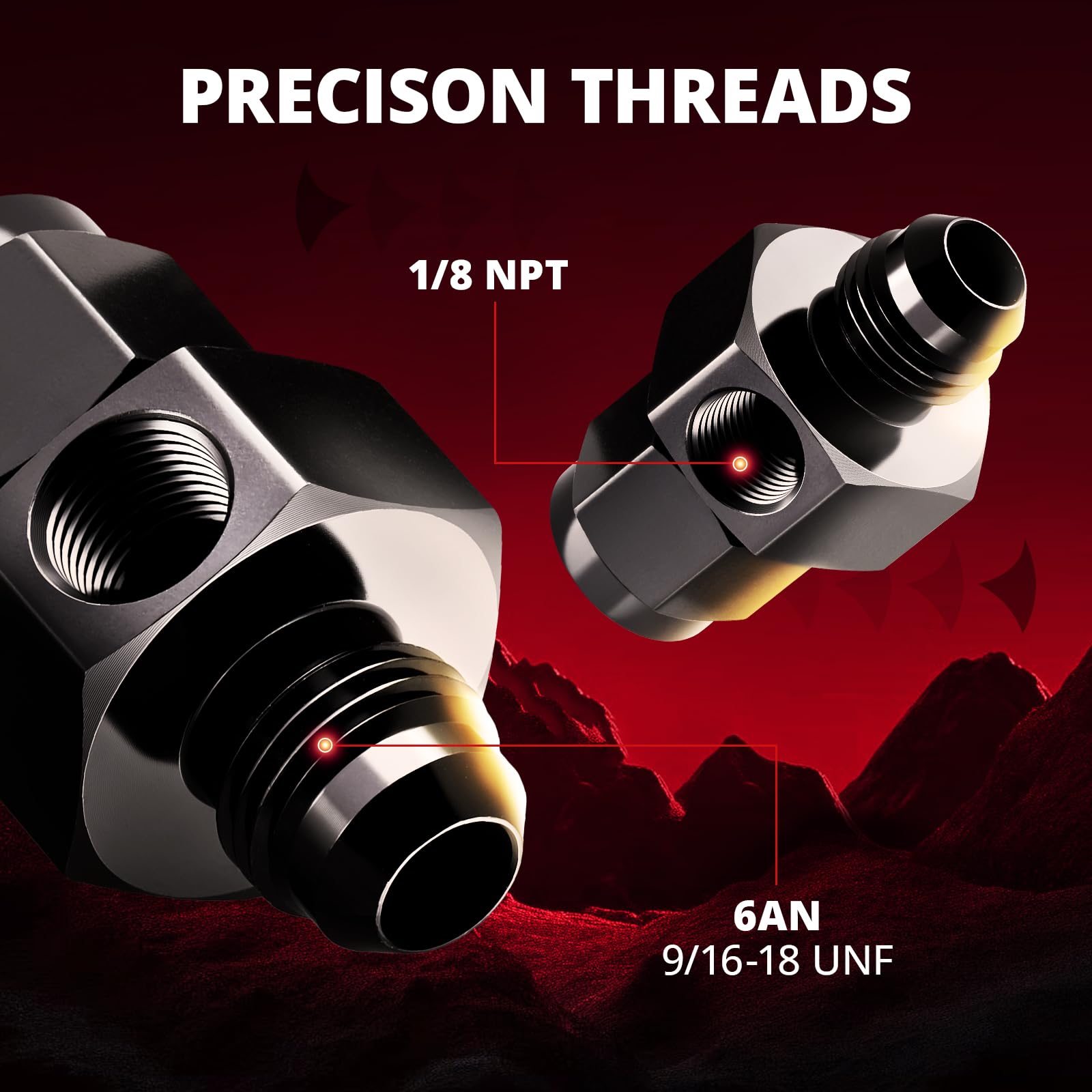 EVIL ENERGY aluminum 6061-T6 construction for durable fuel fittings.
