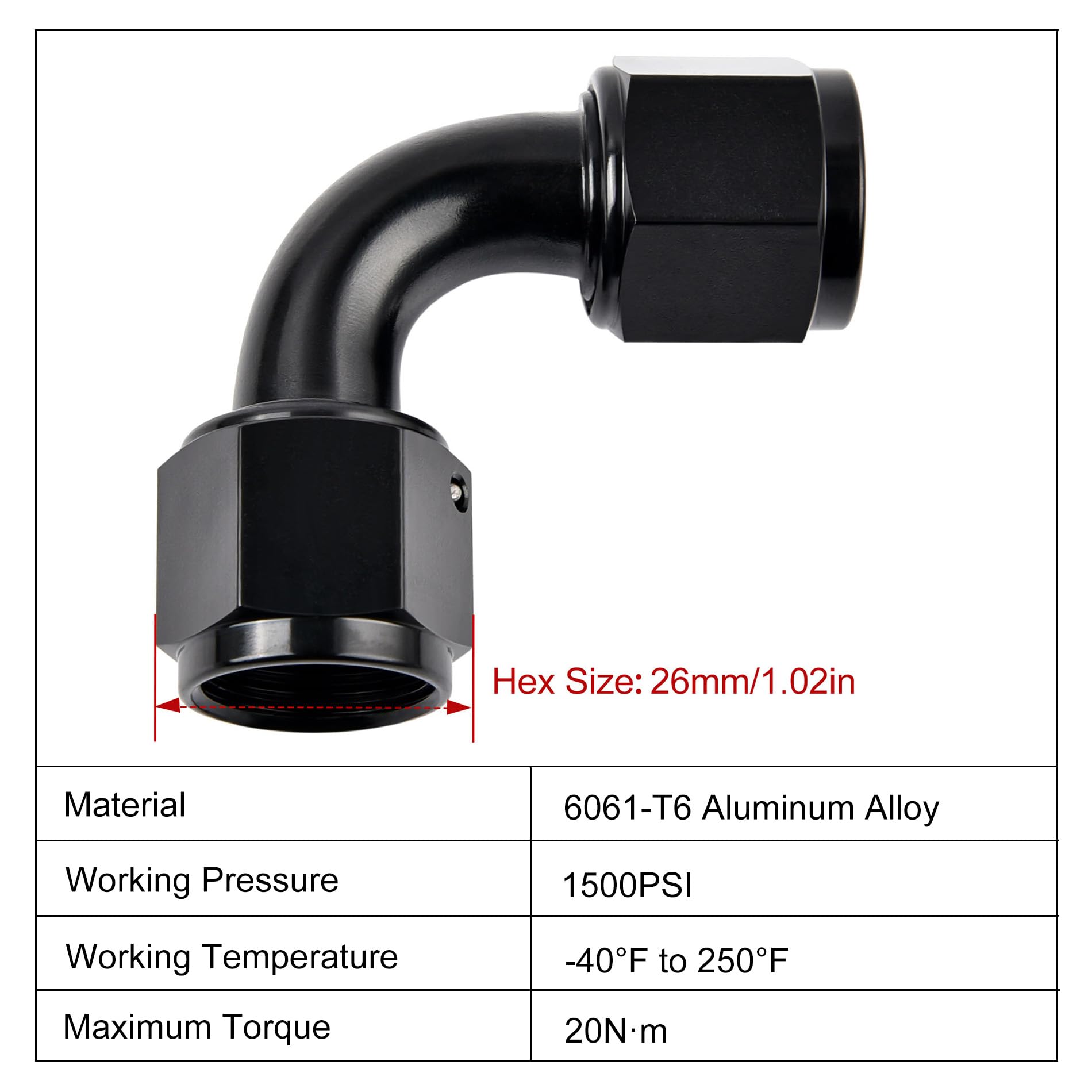 EVIL ENERGY aluminum black 10AN female-to-female adapter ready for high-pressure lines