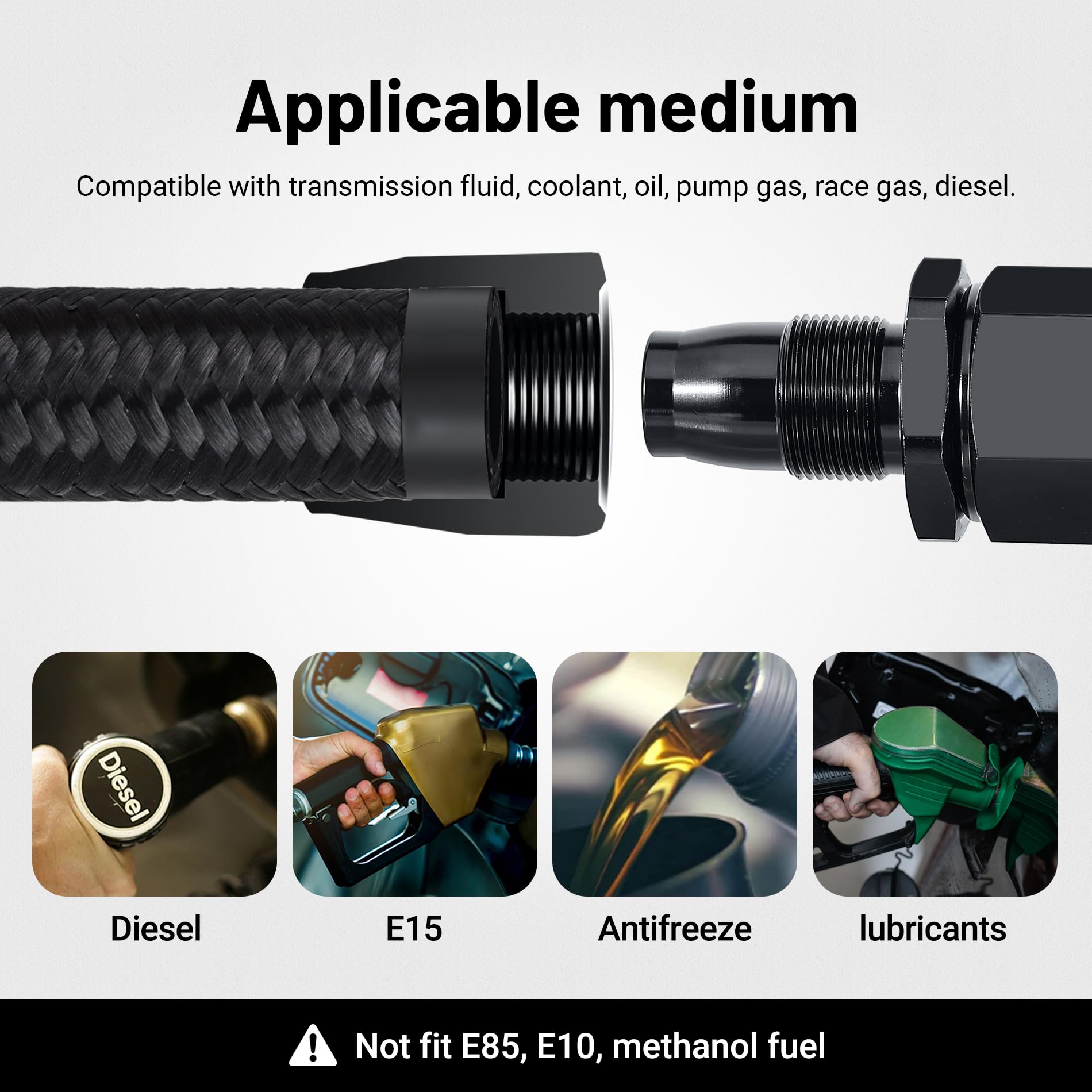 EVIL ENERGY aluminum fittings pair with resilient hose for secure, corrosion-resistant connections.