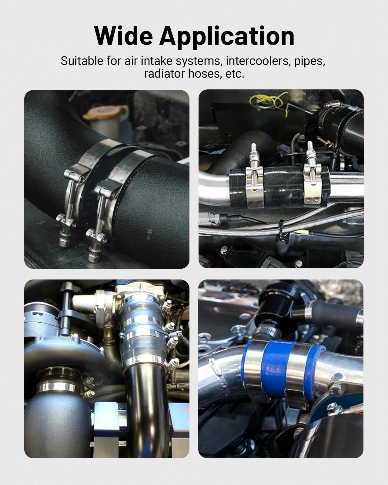 EVIL ENERGY automotive hose connection secured with T-bolt clamp.