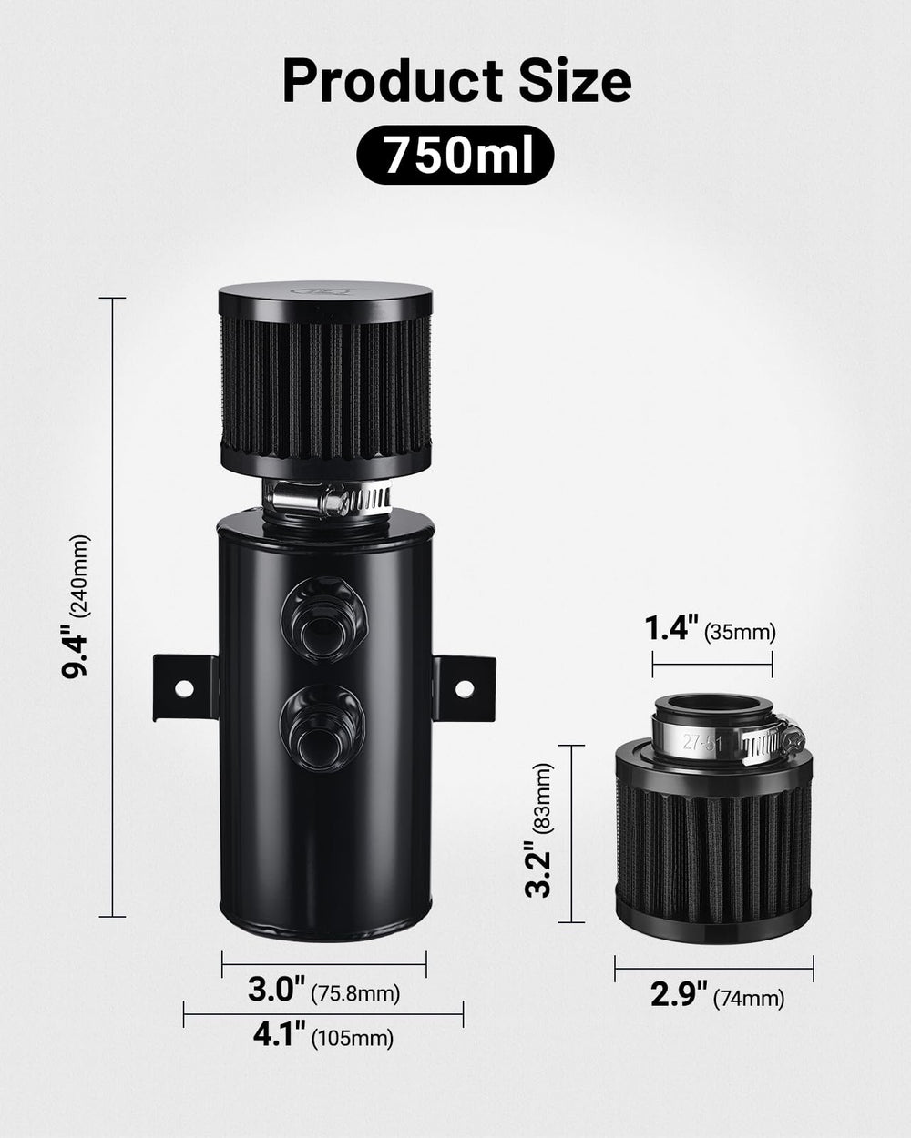 EVIL ENERGY catch can bottom drain valve enables quick cleaning and reuse