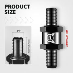 EVIL ENERGY 2-pack aluminum check valve showing compact, lightweight design for versatile mounting.