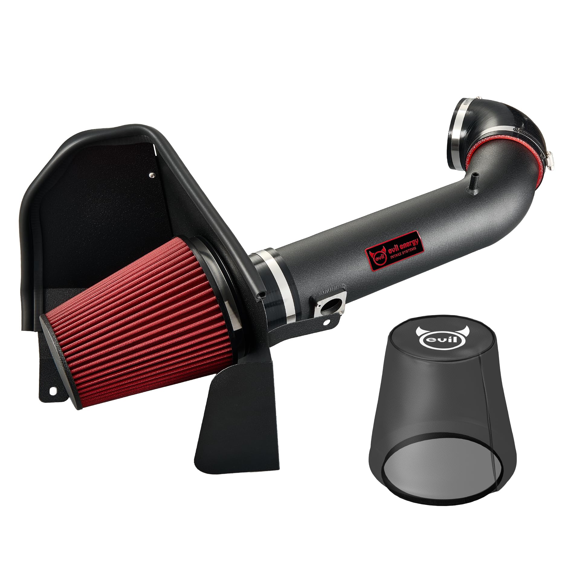EVIL ENERGY cold air intake kit front view improves intake efficiency and throttle response.