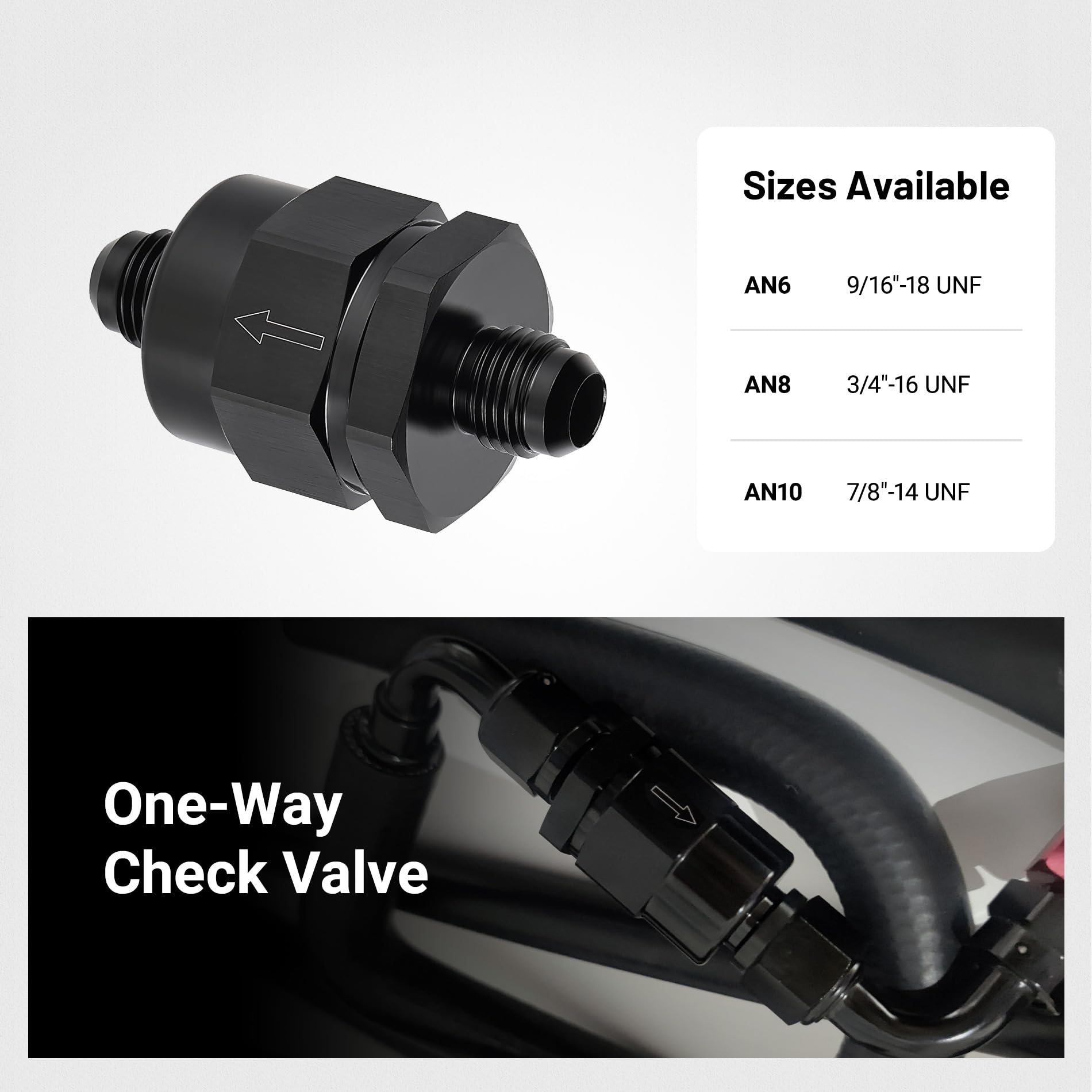 EVIL ENERGY compact inline valve fits tight engine bays and spaces.