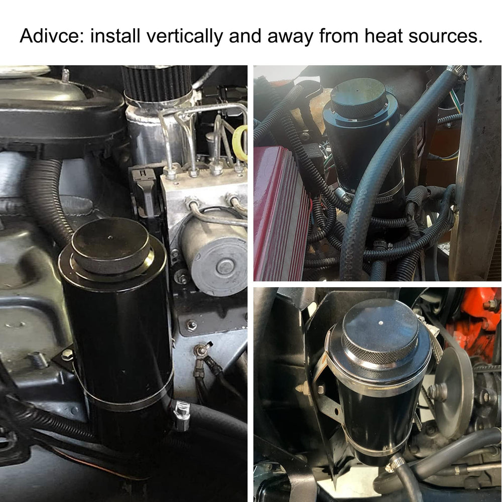 Vent hole and O-ring seal on EVIL ENERGY overflow tank minimize leaks.