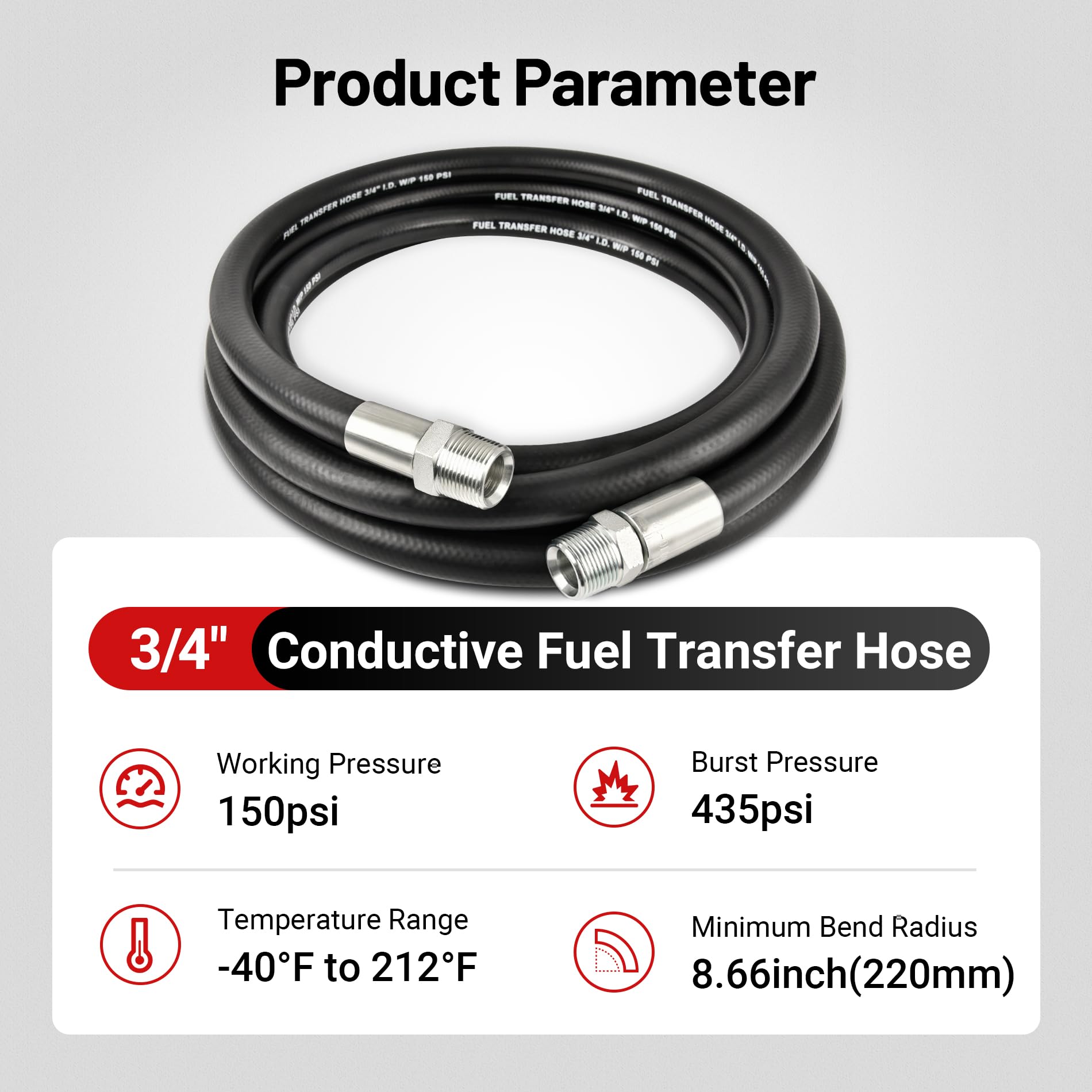 EVIL ENERGY diesel gasoline dispensing hose suitable for farm operations and portable fueling