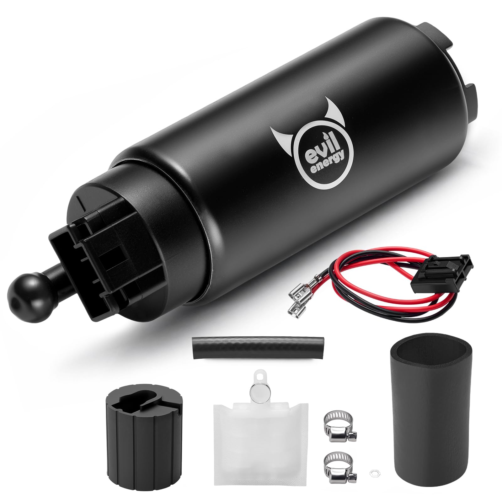 EVIL ENERGY EFI 255LPH fuel pump front view for reliable power delivery.
