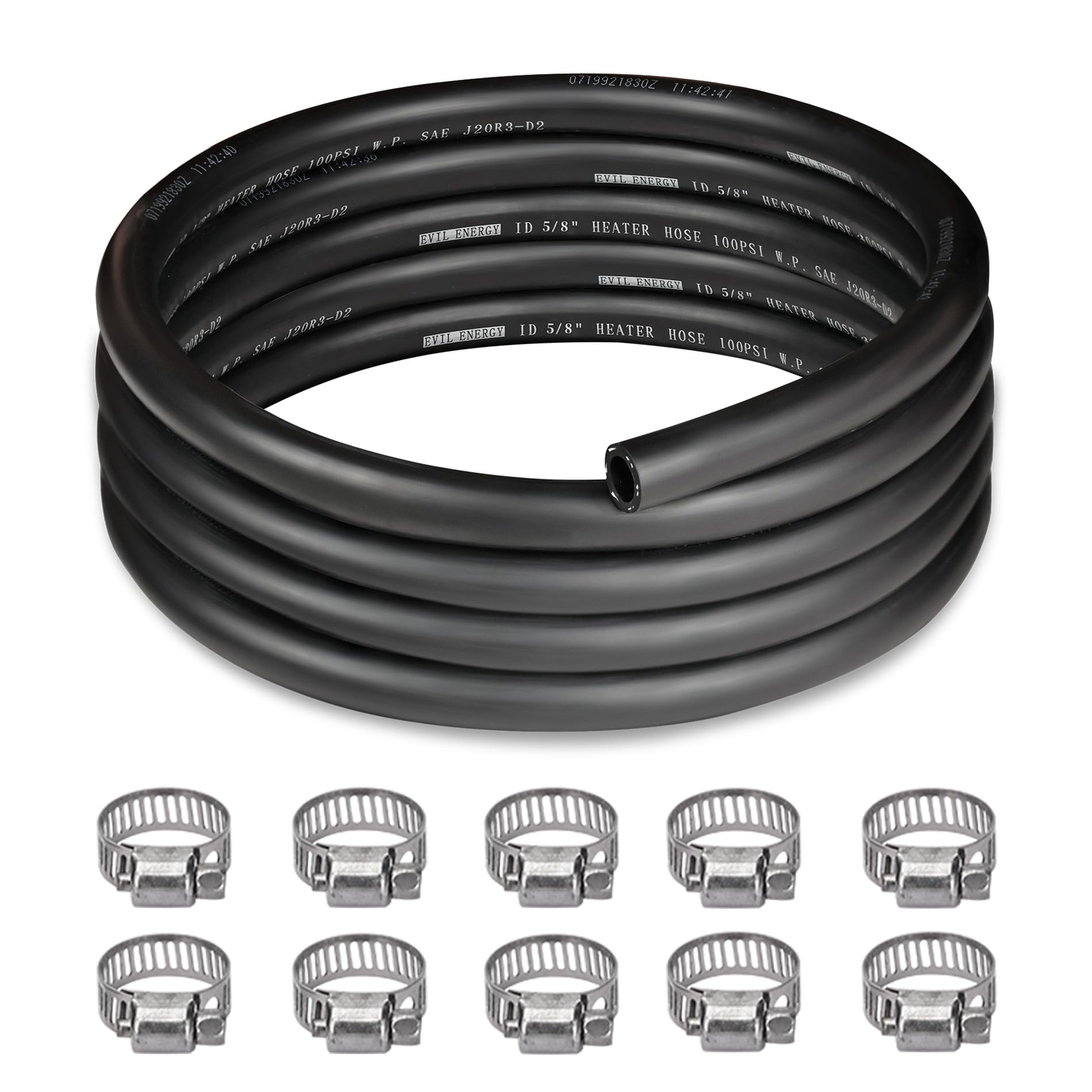 EVIL ENERGY five-eighths inch heater hose 10ft demonstrates durable coolant transport for engines.