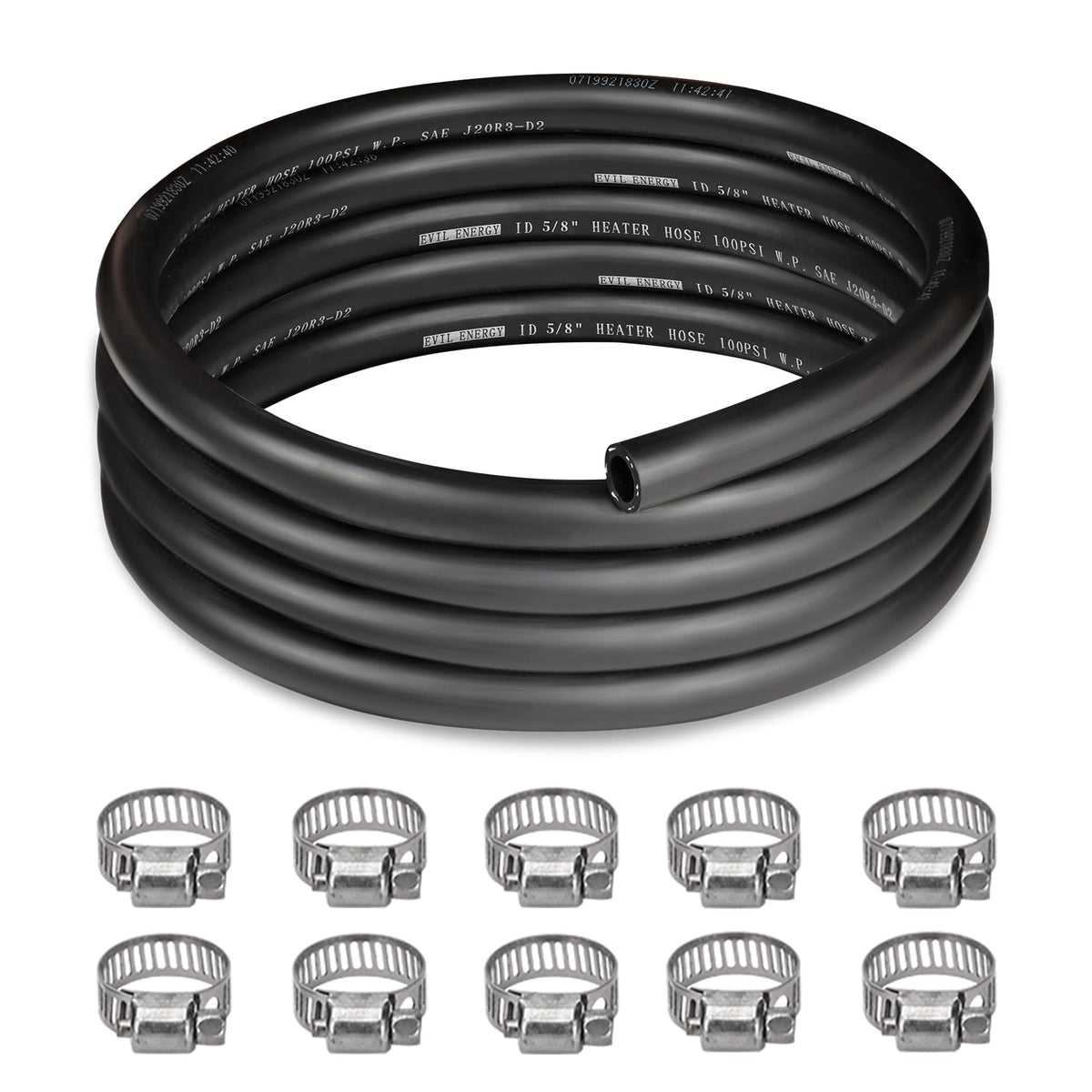 EVIL ENERGY five-eighths inch heater hose 10ft demonstrates durable coolant transport for engines.
