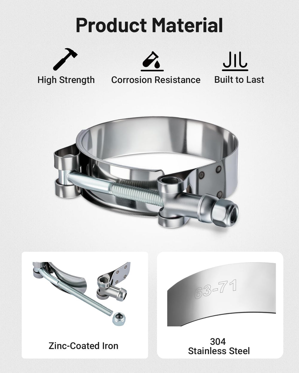 EVIL ENERGY flap-design hose clamp reduces leaks and protects hose edges.