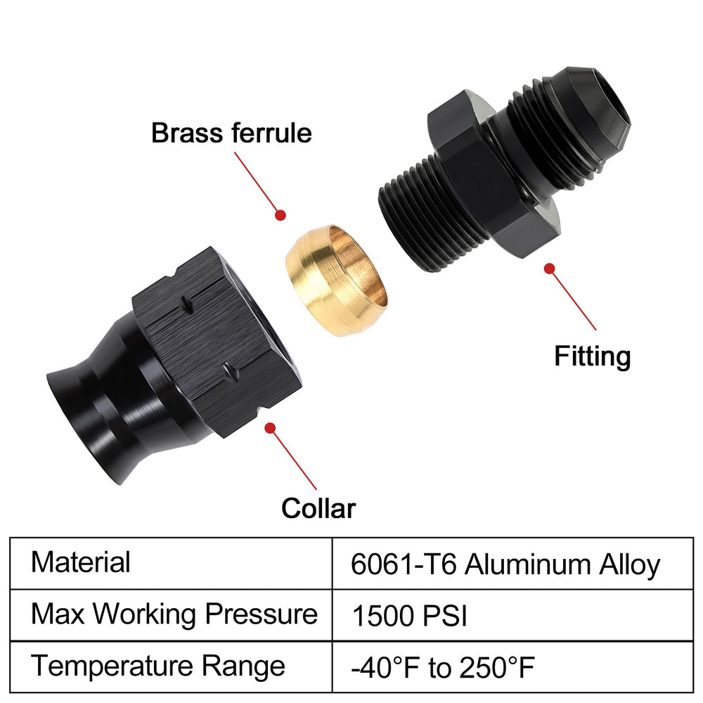 EVIL ENERGY compact 6AN to 1/4 inch adapter fits stainless steel or aluminum hardlines neatly.