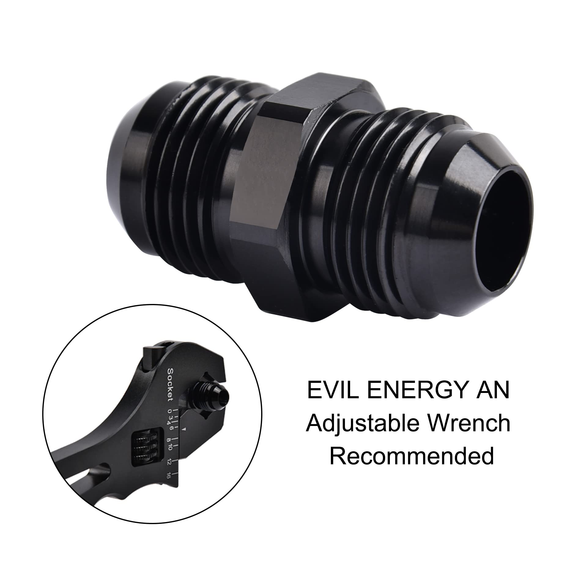 EVIL ENERGY fuel hose adapter image demonstrates easy alignment and sealing.