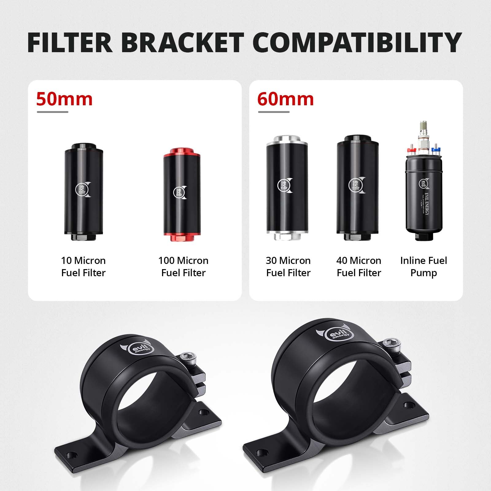 EVIL ENERGY 2-pack clamp keeps external pumps and inline filters neatly mounted.
