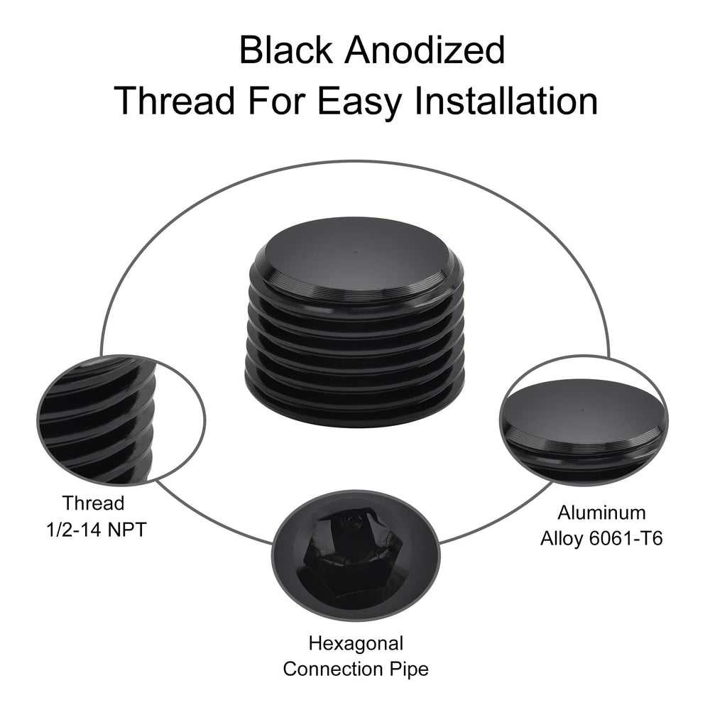 EVIL ENERGY aluminum plug, half-NPT, high-pressure compatibility up to 1500 PSI